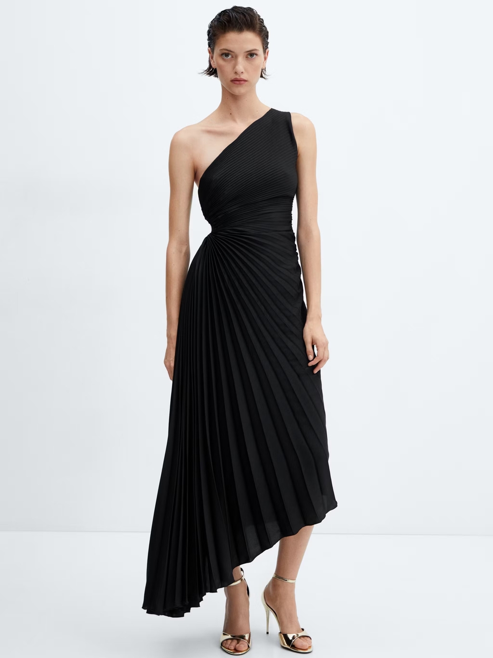 Mango Asymmetrical pleated dress